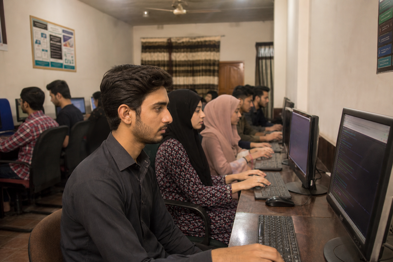 Students learning in the NICS computer lab, Rawalpindi