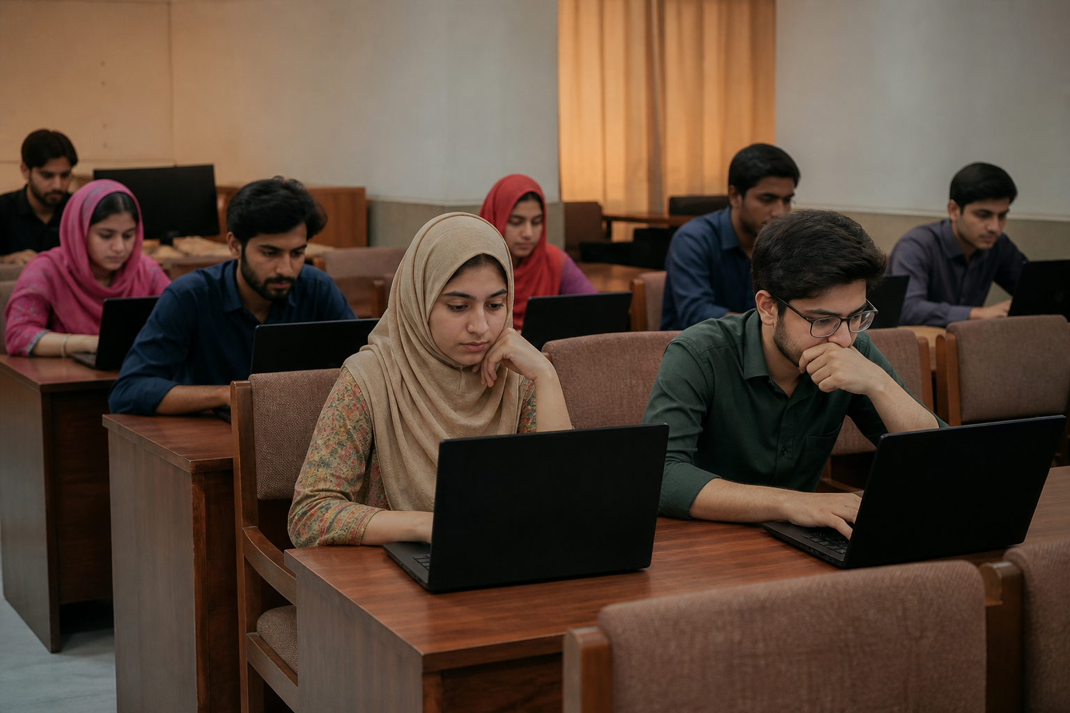 Students at the Virtual University Saddar Campus, Rawalpindi